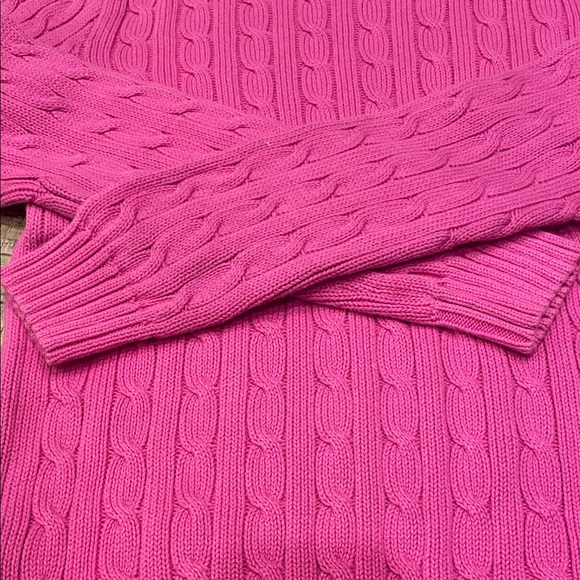 Ralph Lauren Sport Women’s Pink Cable Knit Crewneck Sweater - Picture 4 of 5